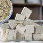 hemp hearts and container of cubed hemp heart tofu