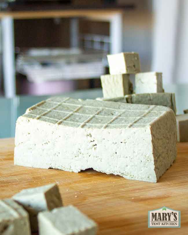 half block of homemade black soy tofu