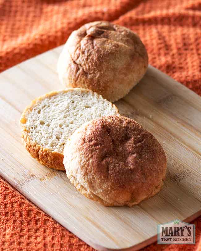 chickpea fiber buns sliced open showing crumb