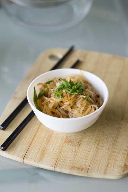chickpea starch noodles in bowl