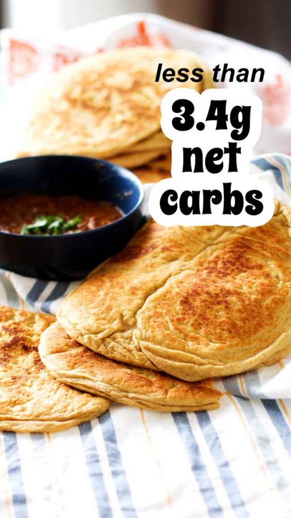 Vegan Keto Naan with 3.4g net carbs, pinterest image