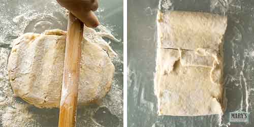 flatten rough dough then first fold