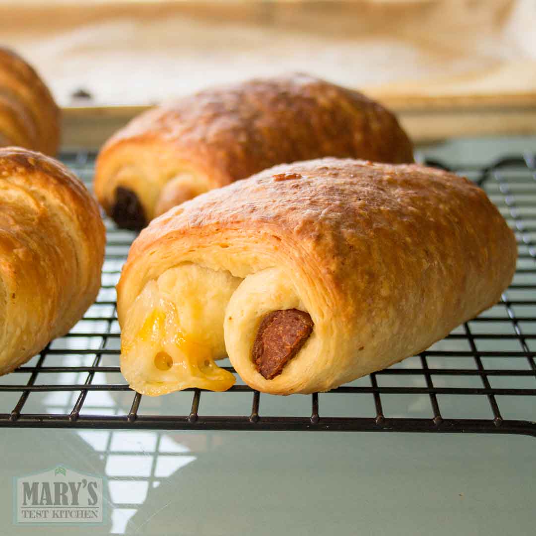test vegan hot dog and cheese croissant