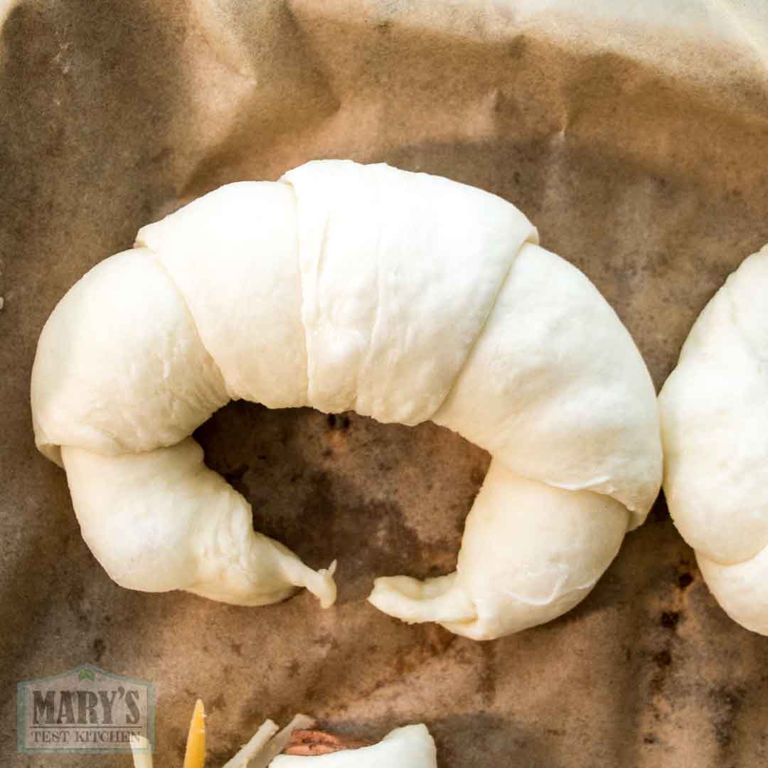 unbaked test batch of easy vegan croissant