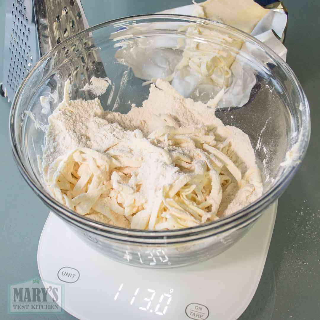 grated frozen vegan butter in dry ingredients
