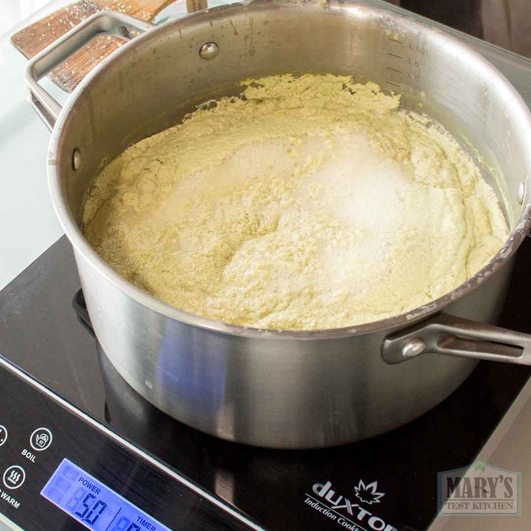 pulp free pistachio milk boiling