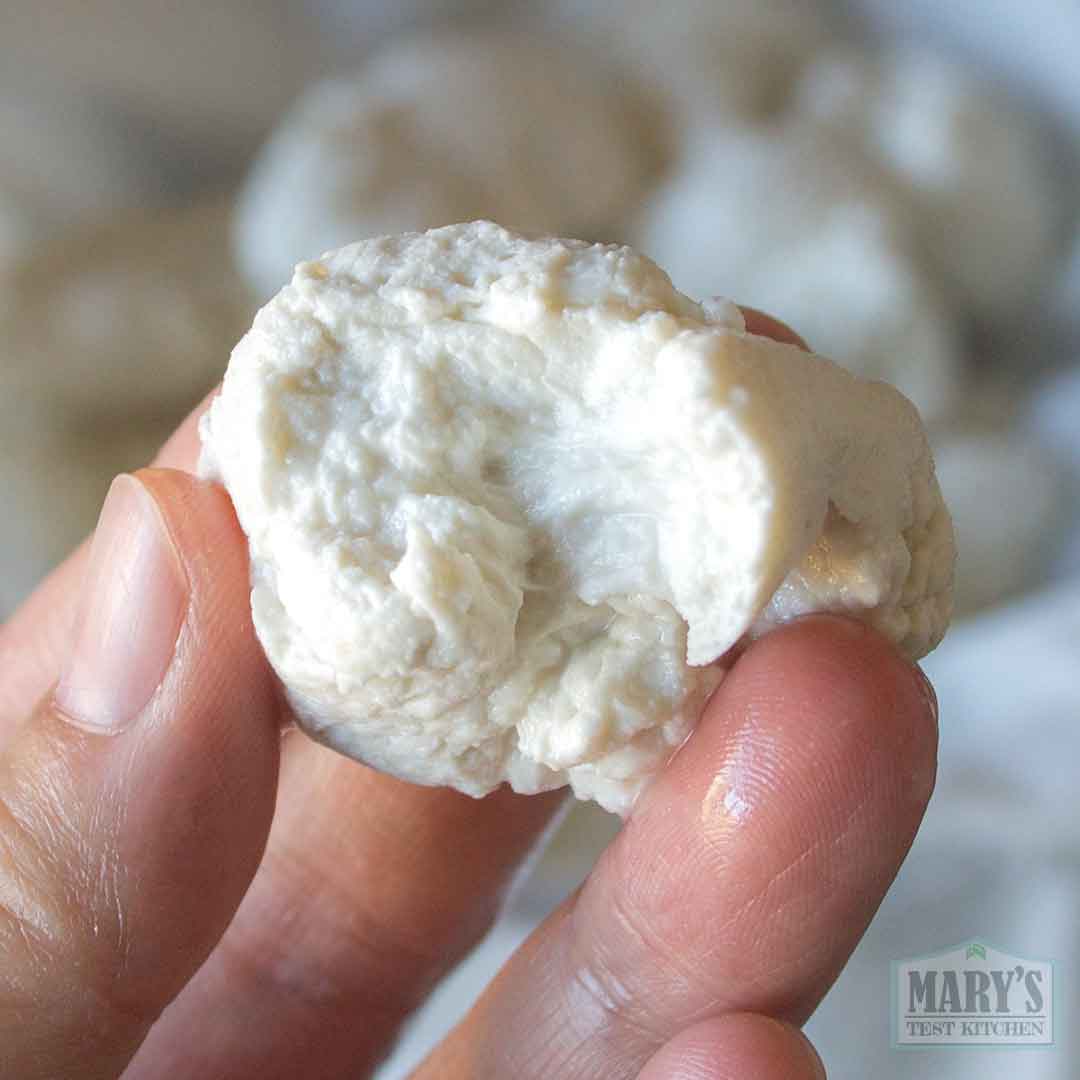 inside white sesame curd