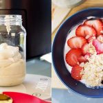 cultured cashew yogurt in jar and in breakfast fruit bowl
