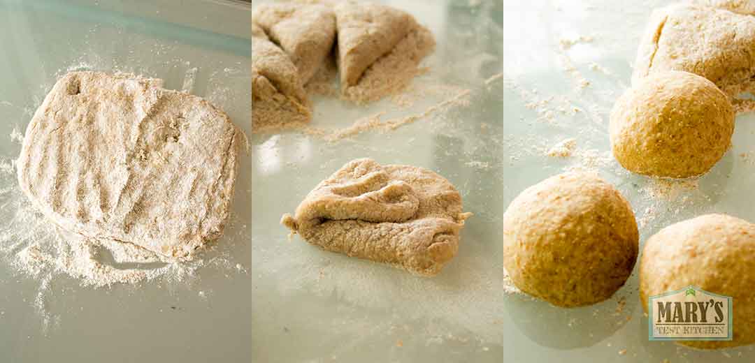 shaping dough into balls