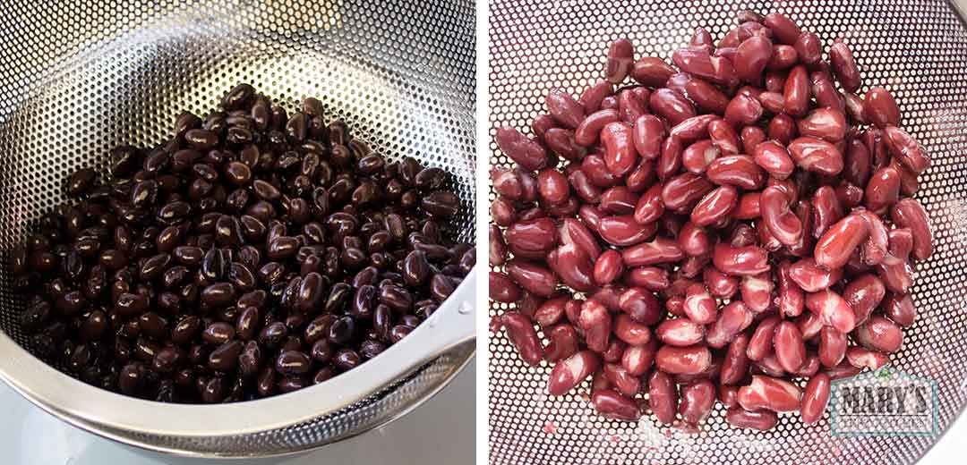 rinsed and drained black beans and kidney beans