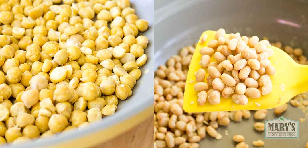 pan dried canned chickpeas and navy beans